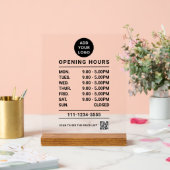 Black Business Opening Hours logo qr code アクリルサイン (ウェディング)