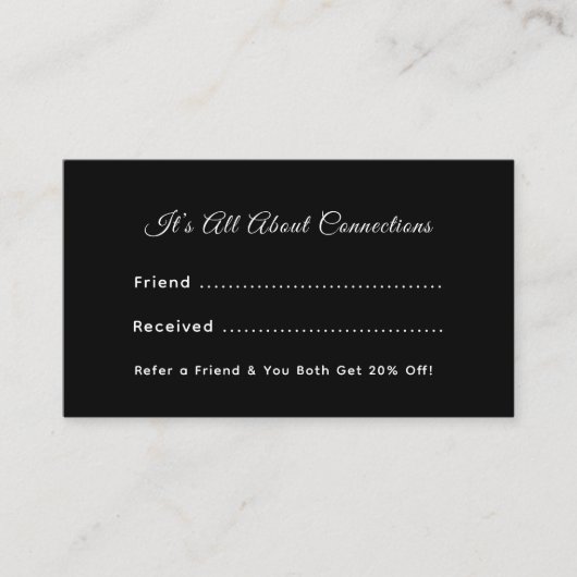 Black Business Referral Card | Custom Networking 予約カード (正面)