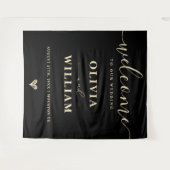 Black Butter Yellow Wedding Welcome Sign Backdrop タペストリー (正面(横))