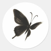 Black Butterfly – Elegant Winged Design on ラウンドシール (正面)