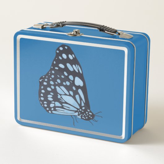 Black butterfly with blue spots, metal lunch boxes メタルランチボックス (正面)