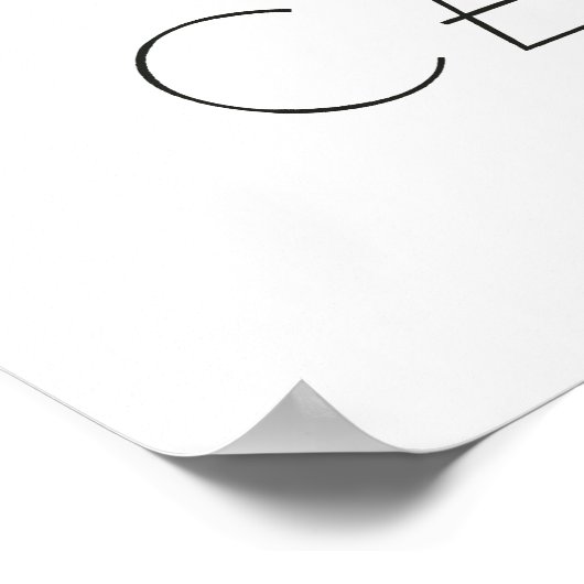 Black California Grizzly Bear Typography Art Print ポスター (角)