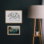 Black California Grizzly Bear Typography Art Print ポスター