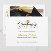 Black Calligraphy Custom Photo 招待状 (正面/裏面)