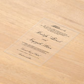 Black Calligraphy Script Muslim Wedding アクリル招待状 (レイダウン)