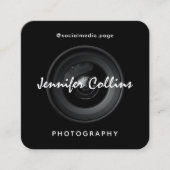 Black camera lens photography  スクエア名刺 (正面)