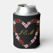 Black can cooler with pink and red heart 缶クーラー (缶正面)