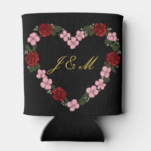 Black can cooler with pink and red heart 缶クーラー (裏面)