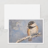 Black-capped chickadee Oil Painting Note Card ノートカード (正面/裏面)