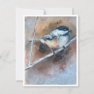 Black-capped chickadee Oil Painting Note Card ノートカード