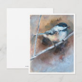 Black-capped chickadee Oil Painting Note Card ノートカード (正面/裏面)