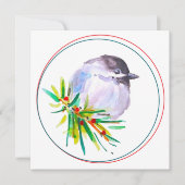 Black Capped Chickadee Watercolour カード (正面)