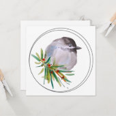 Black Capped Chickadee Watercolour カード (正面/裏面インサイチュ)