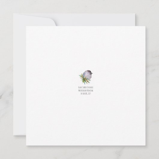 Black Capped Chickadee Watercolour カード (裏面)