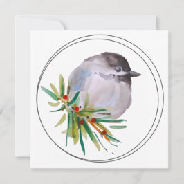 Black Capped Chickadee Watercolour カード