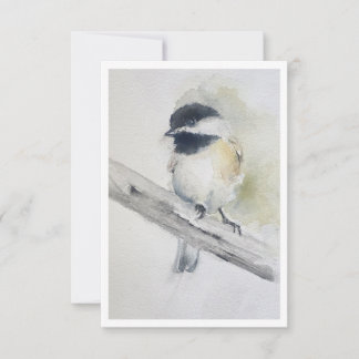 Black-capped chickadee Watercolour Note Card ノートカード