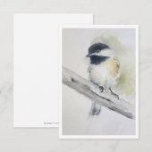 Black-capped chickadee Watercolour Note Card ノートカード (正面/裏面)