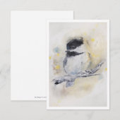 Black-capped chickadee Watercolour Note Card ノートカード (正面/裏面)