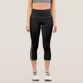 Black Capri Leggings with White Side Stripe カプリレギンス (正面)