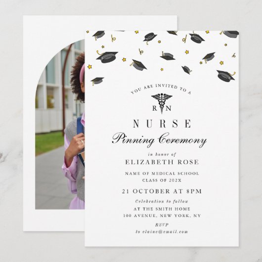 Black caps nurse pinning ceremony 招待状 (正面/裏面)