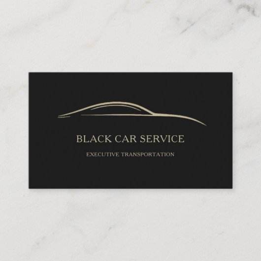 Black Car Service QR Code Black & Gold 名刺 (正面)
