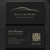 Black Car Service QR Code Black & Gold 名刺
