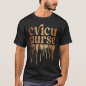 Black Cardiovascular Intensive Care Unit Nurse Mel Tシャツ (正面)