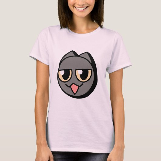 Black Cartoon Cat Tシャツ (正面)