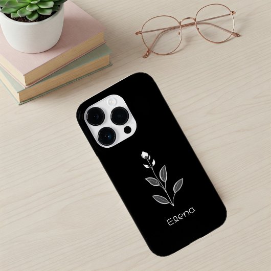Black Case with White Flower - Elegant and Custom  Case-Mate iPhoneケース