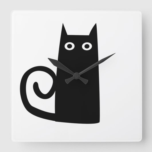 Black Cat スクエア壁時計 (正面)