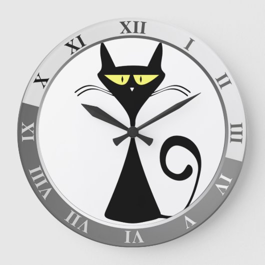 Black cat ラージ壁時計 (正面)