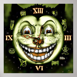 Black Cat 13 Clock Halloween ポスター