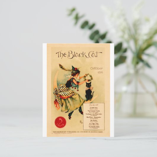 Black Cat 1 , Vintage Poster ポストカード (スタンド正面)
