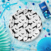 Black Cat And Bat Shapes Cute Halloween Pattern ペーパープレート (パーティー)