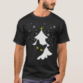 Black Cat and Christmas Tree Cat Xmas Tシャツ (正面)
