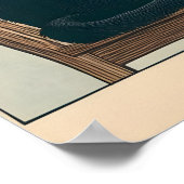 Black Cat And Coffee Print Ukiyo-e Japandi Art ポスター (角)