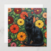 Black Cat and Colorful Folk Art Flowers (正面/裏面)