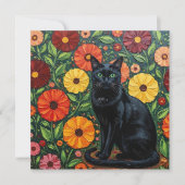 Black Cat and Colorful Folk Art Flowers (正面)