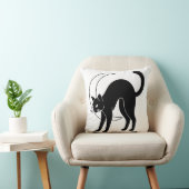 Black Cat and Crescent Moon Line Art クッション (椅子)