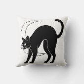 Black Cat and Crescent Moon Line Art クッション (裏面)