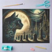 Black Cat and Gothic Graveyard Halloween 薄葉紙 (クラフト)