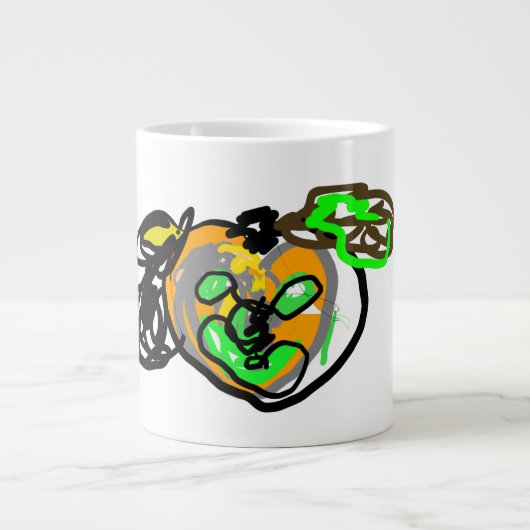 Black Cat and Jack O Lantern Latte ジャンボコーヒーマグカップ (正面)