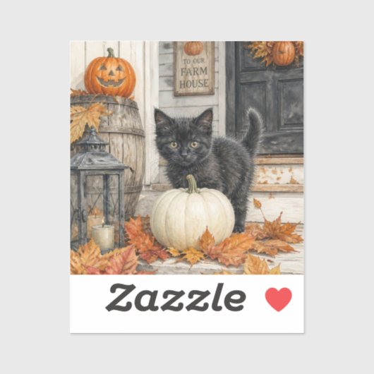 Black Cat and Pumpkin Farmhouse Halloween シール (シート)