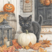 Black Cat and Pumpkin Farmhouse Halloween シール (正面)