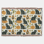 Black Cat and Pumpkin Woven スローブランケット (正面)