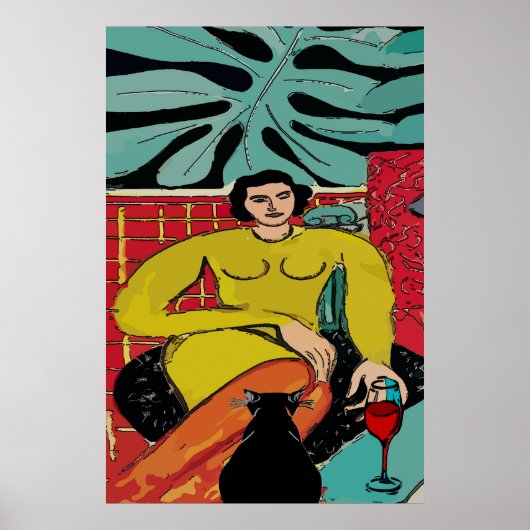 Black Cat and Red Wine ポスター (正面)