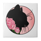 Black cat and roses タイル (正面)