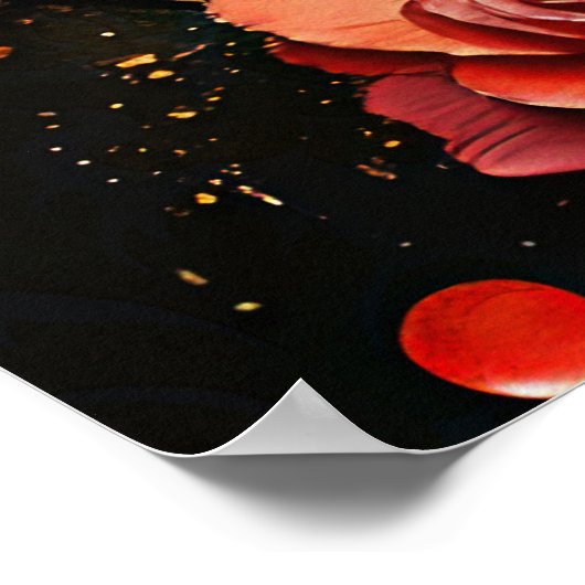 Black Cat and Roses ポスター (角)