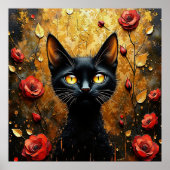 Black Cat and Roses ポスター (正面)