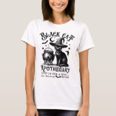 Black Cat Apothecary Wiccan Grimoire Halloween  Tシャツ (正面)